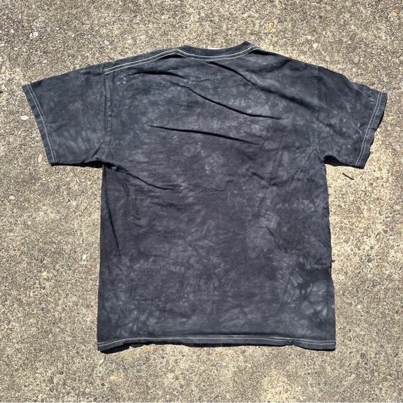 Men’s Black Tie Dye Wolf Face Short Sleeve T-shirt Size Medium Gildan - Picture 4 of 4